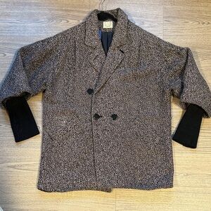 Vintage Black Pink Tweed Wool Coat